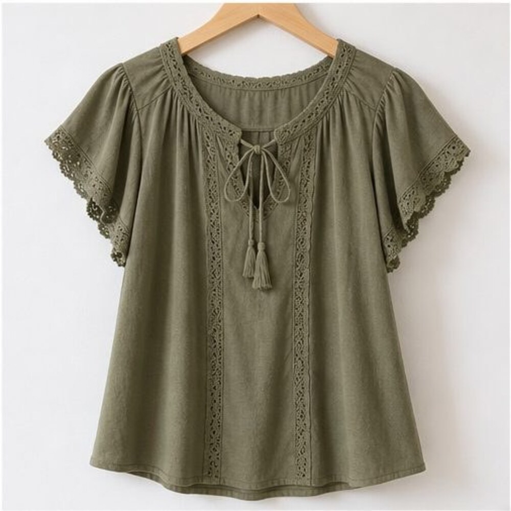 Olive Peplum Top